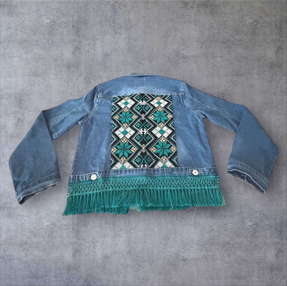 Tatreez Denim Jacket (Size Large)