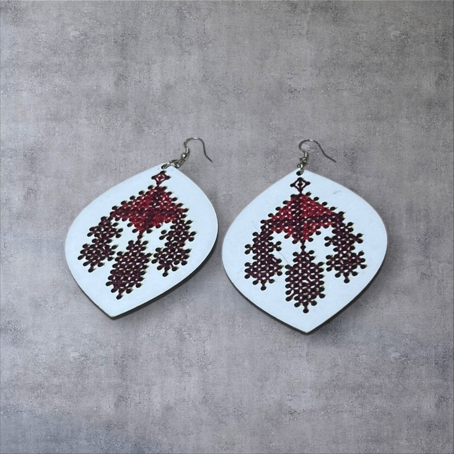 Wood Tatreez Earring