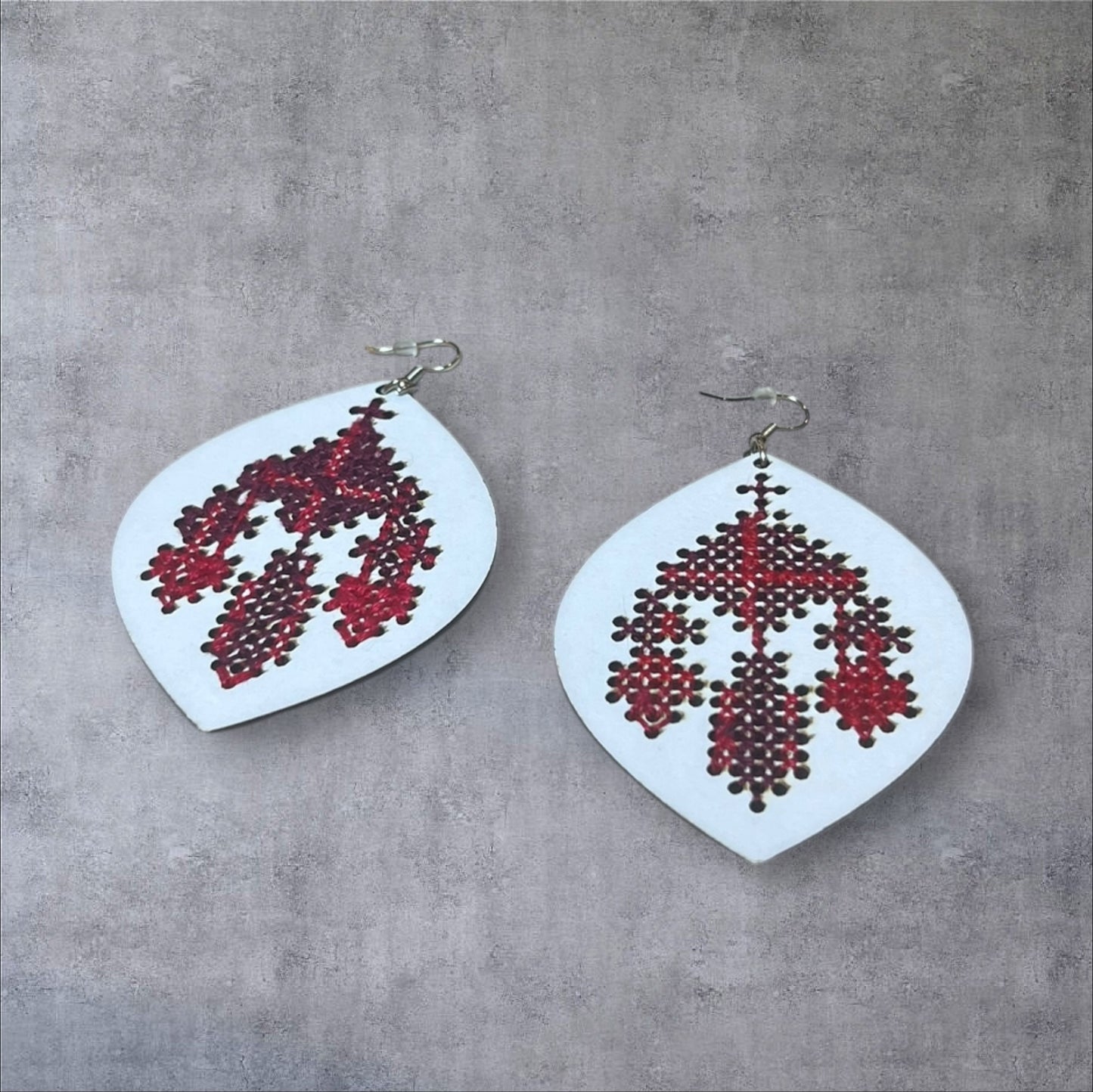 Wood Tatreez Earring