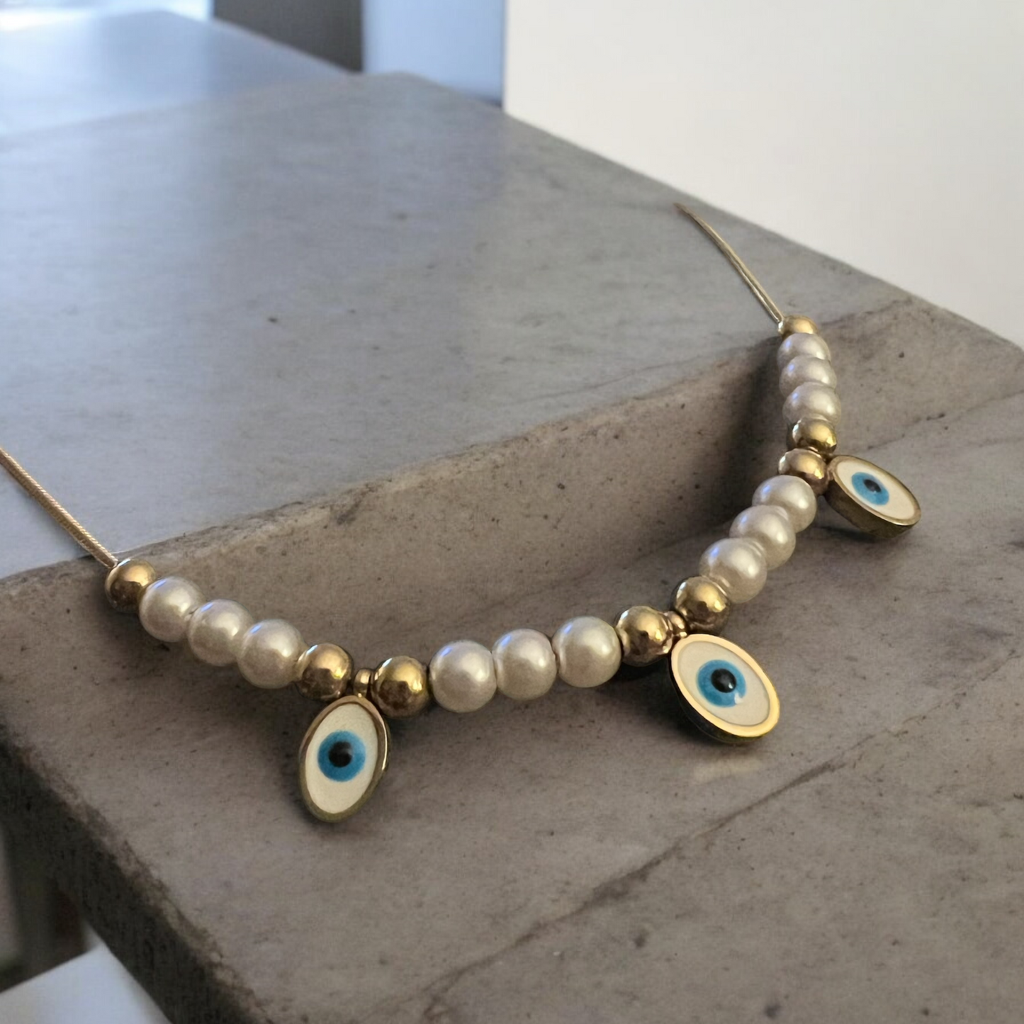 Evil Eye White Stones Necklace