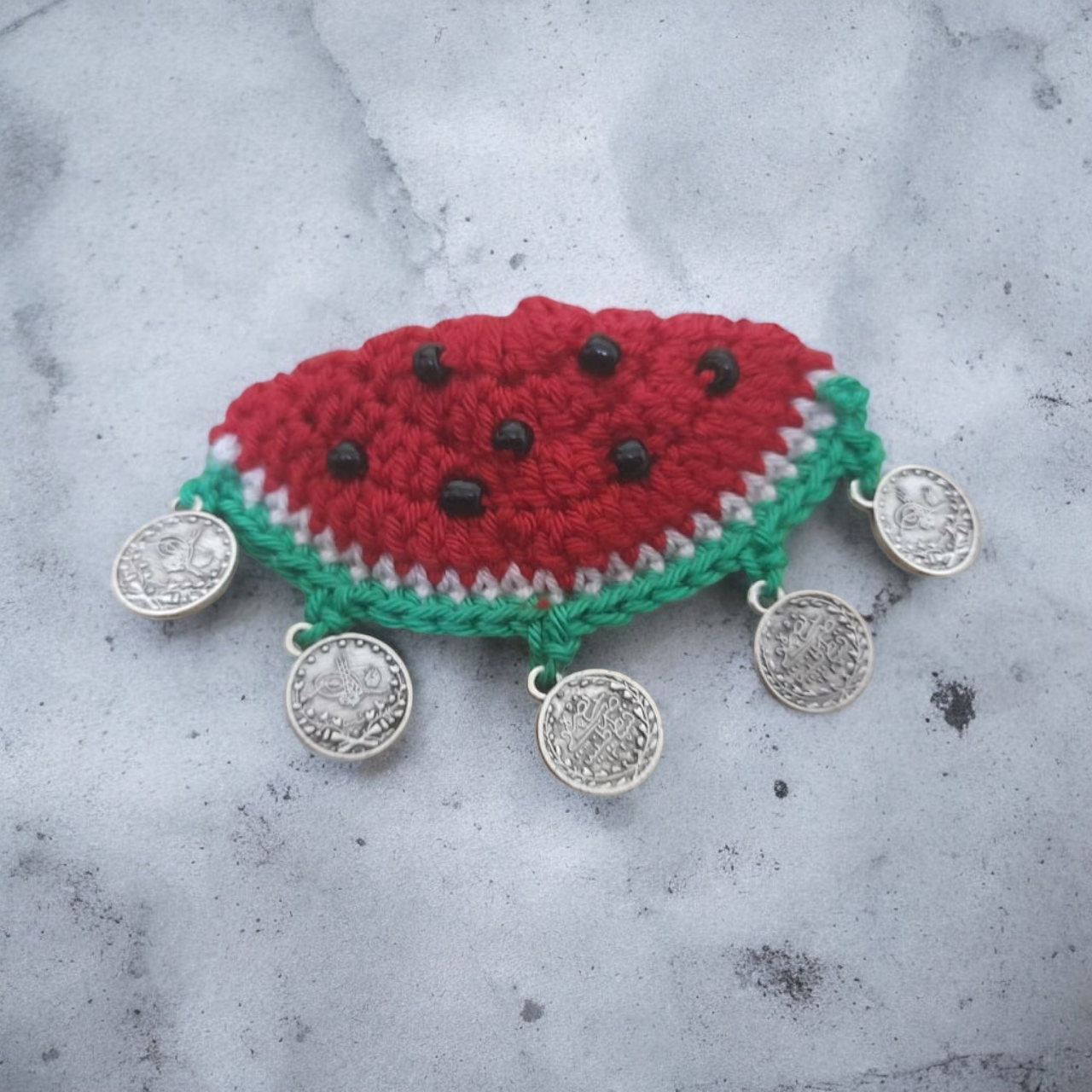 Watermelon Crochet Pin