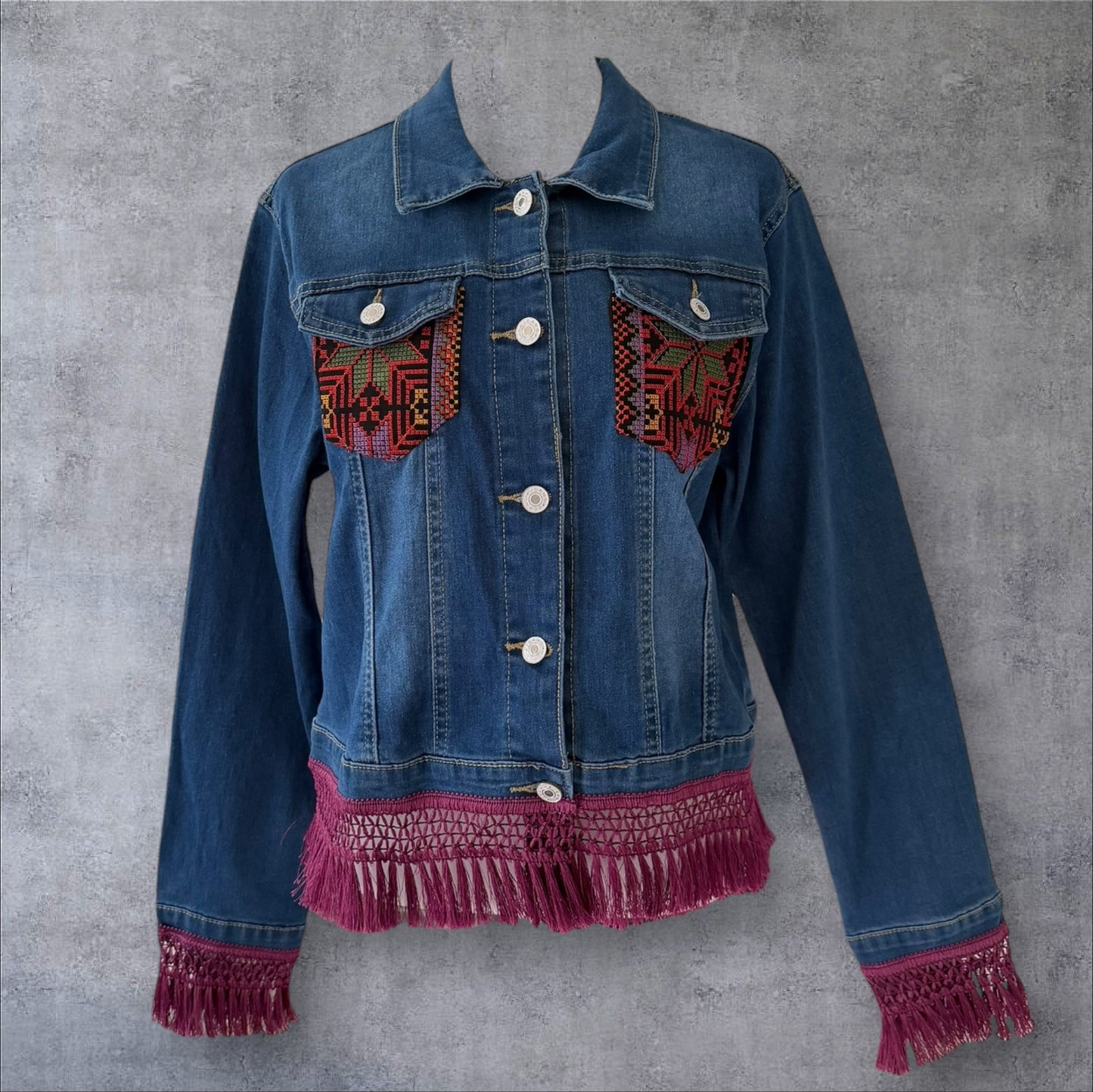 Tatreez Denim Jacket (Size Medium)