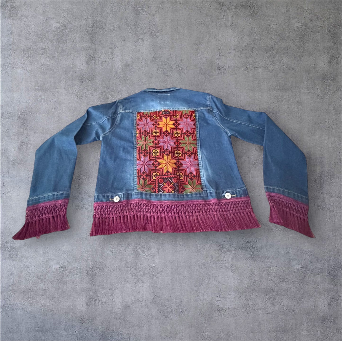 Tatreez Denim Jacket (Size Medium)