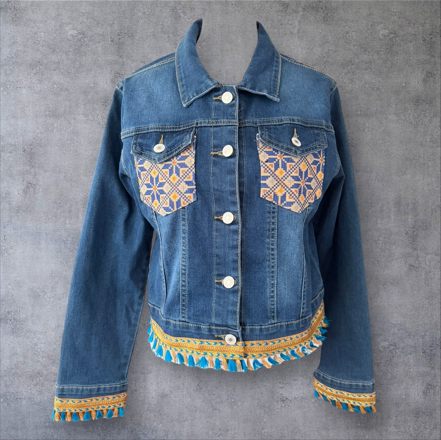 Tatreez Denim Jacket (Size Medium)