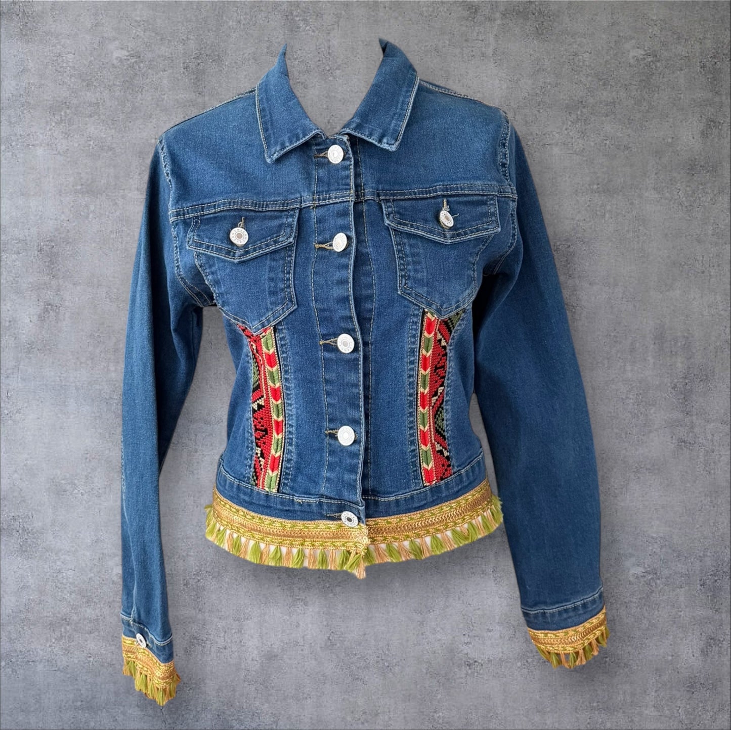 Tatreez Denim Jacket ( Size Small)
