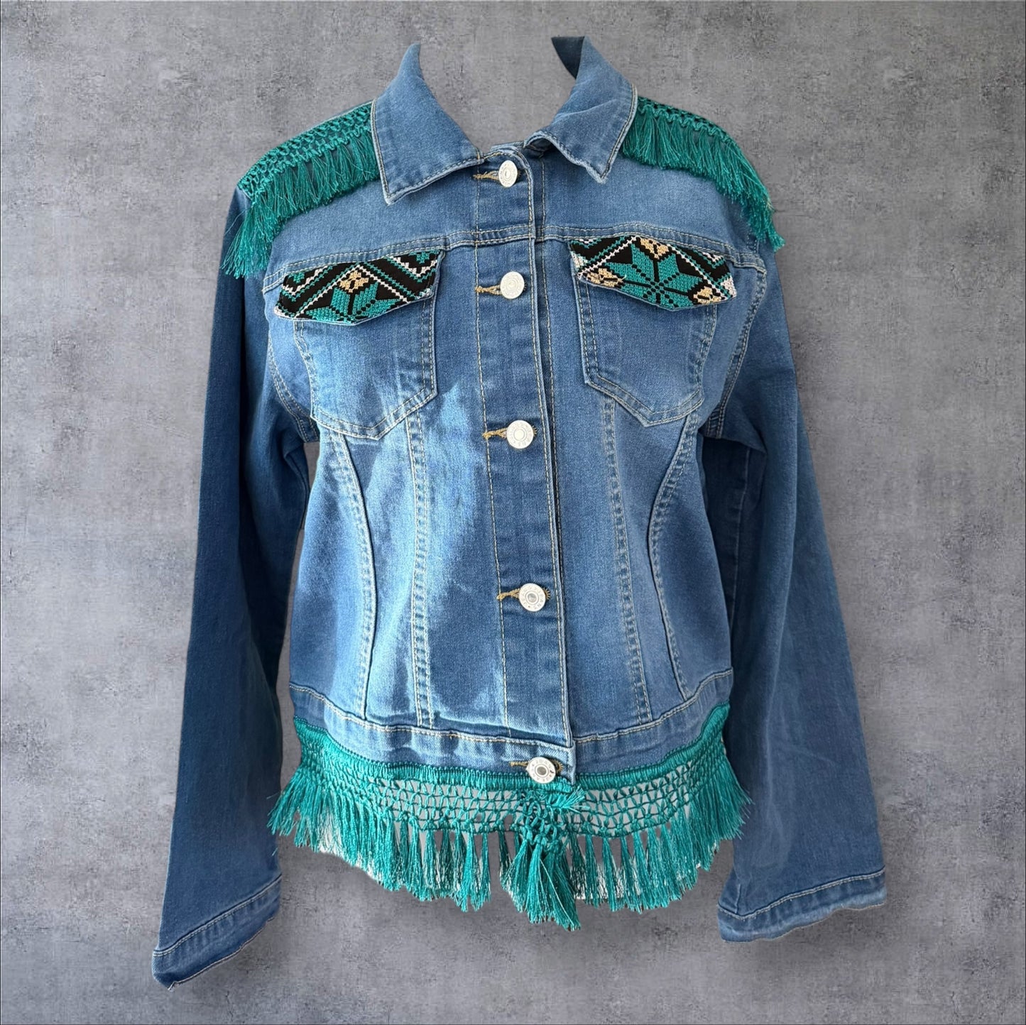 Tatreez Denim Jacket (Size Large)