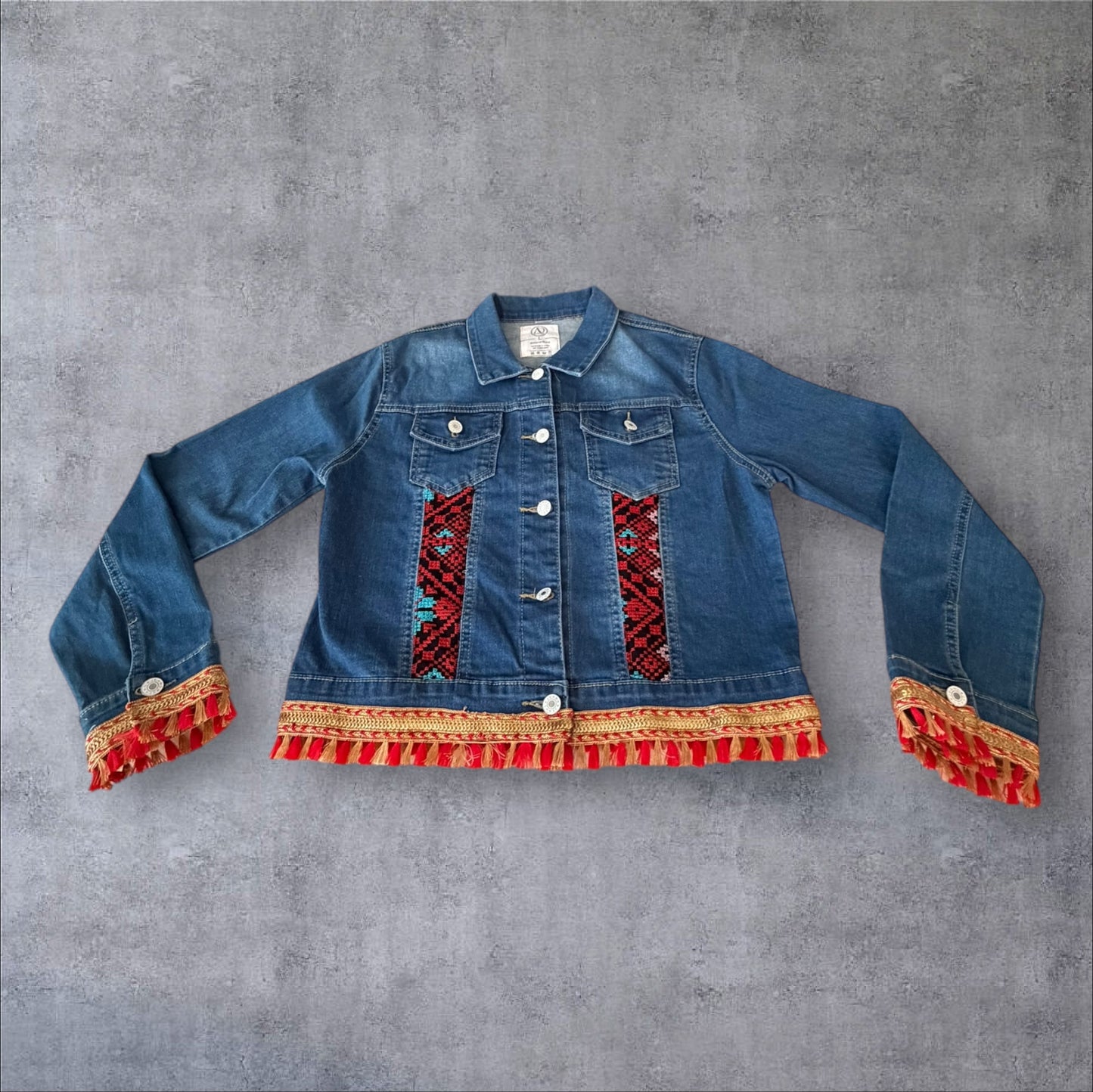 Tatreez Denim Jacket (Size Large)