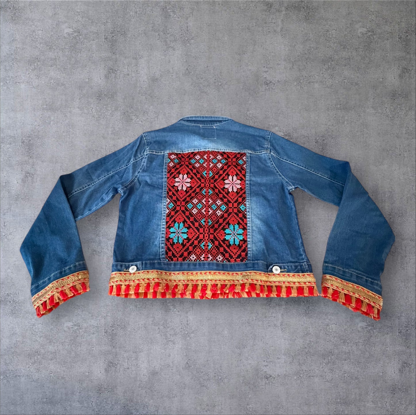 Tatreez Denim Jacket (Size Large)