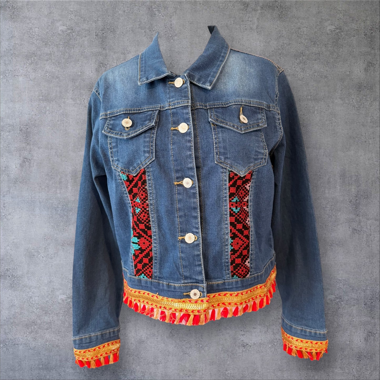 Tatreez Denim Jacket (Size Large)