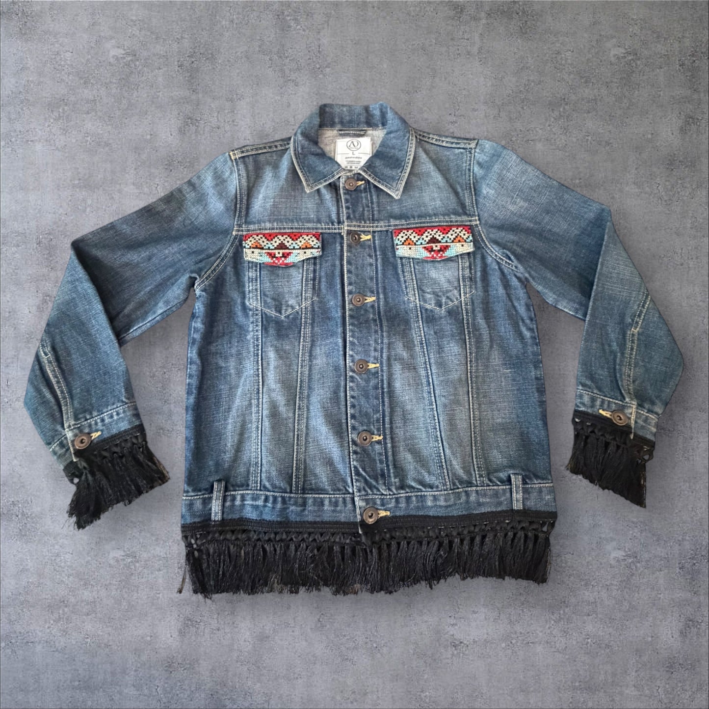 Tatreez Denim Jacket (Size Large)