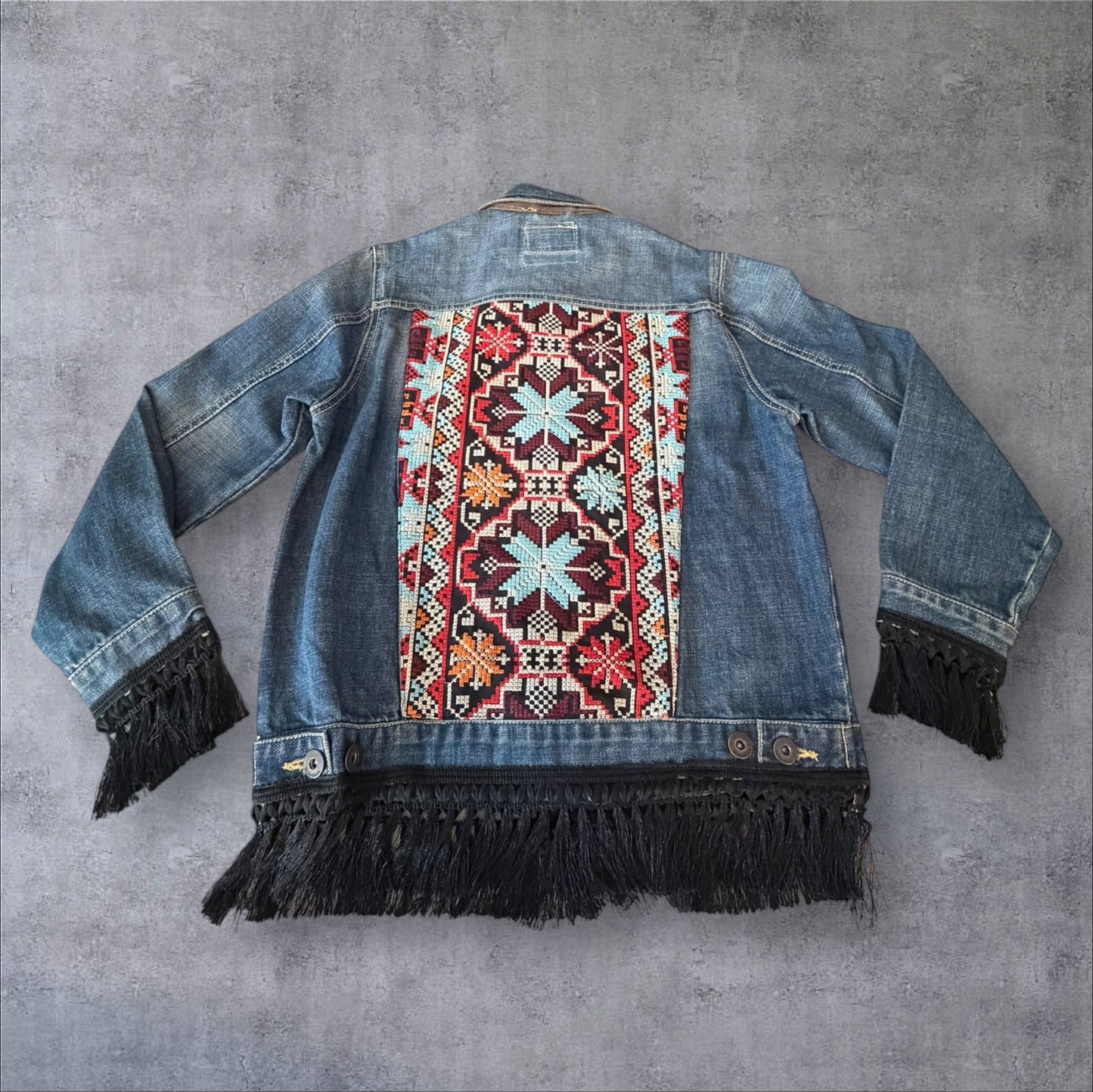 Tatreez Denim Jacket (Size Large)