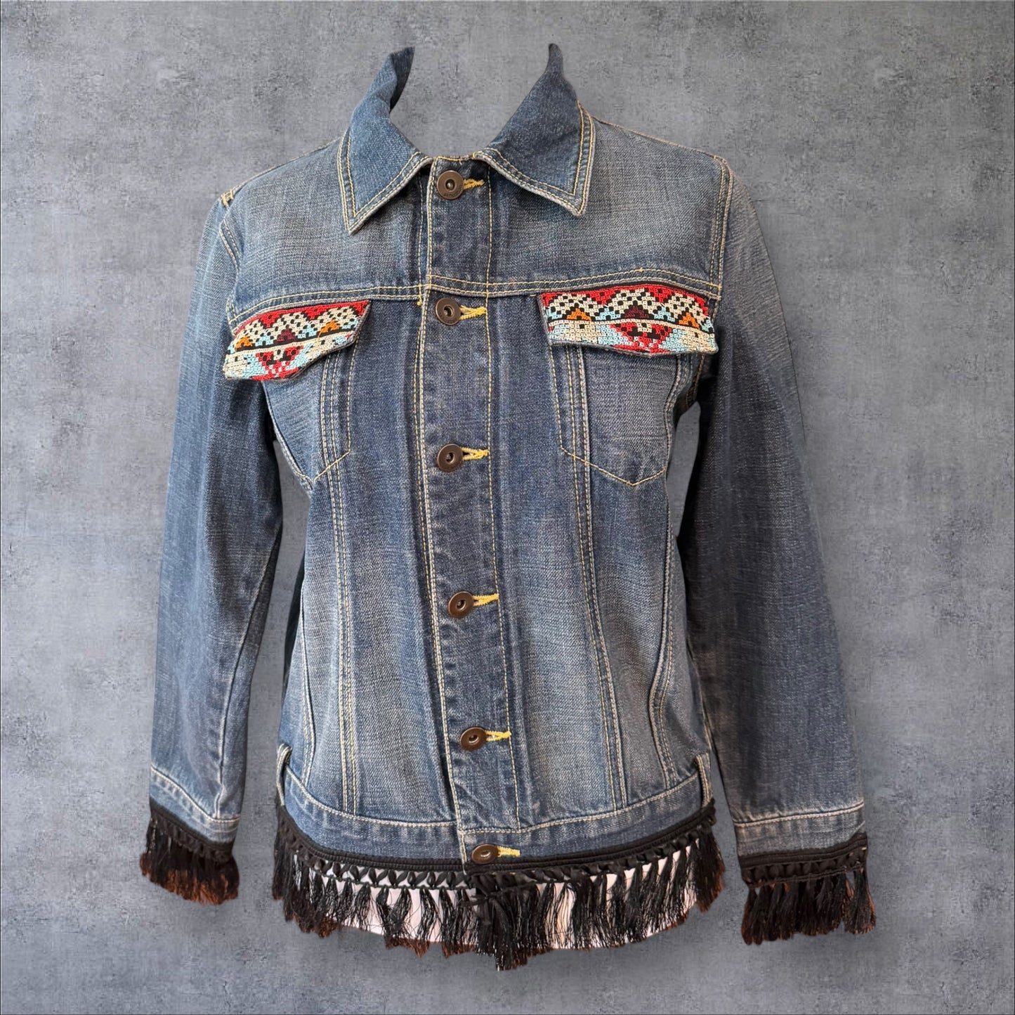 Tatreez Denim Jacket (Size Large)