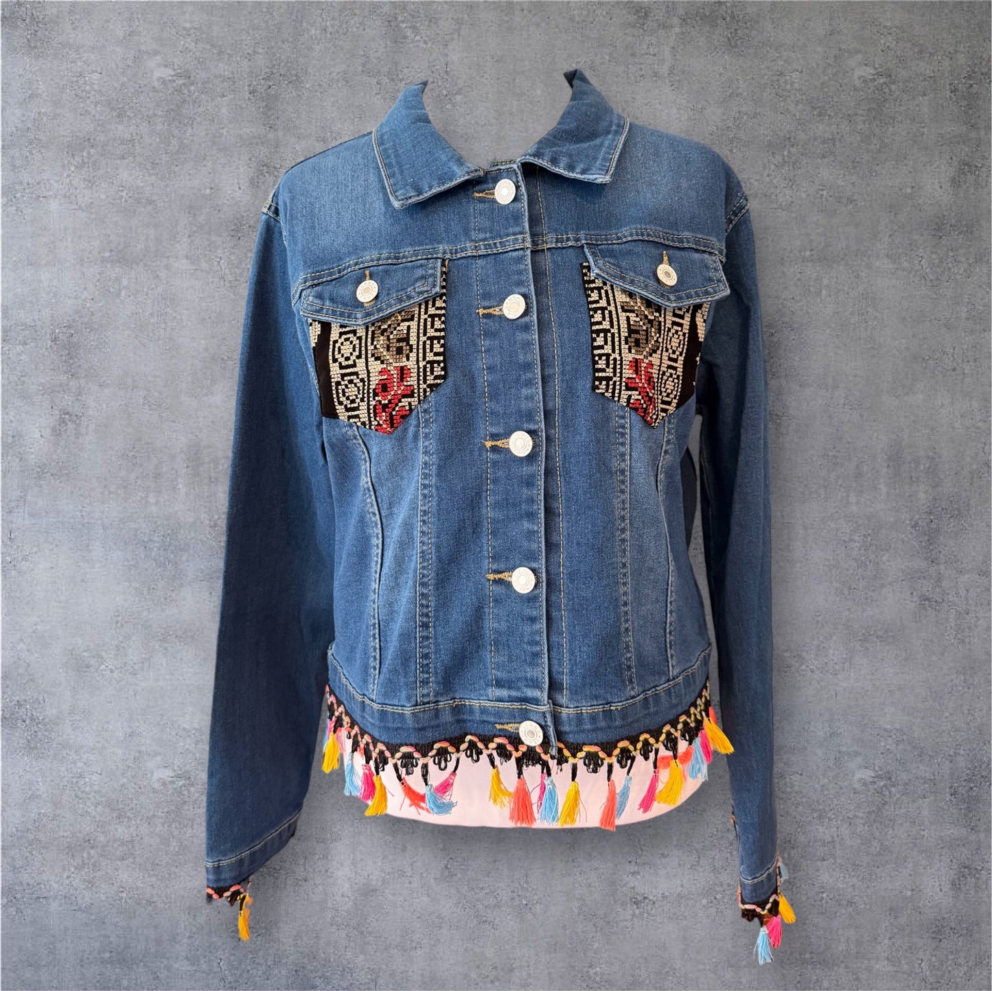 Tatreez Denim Jacket (Size Large)