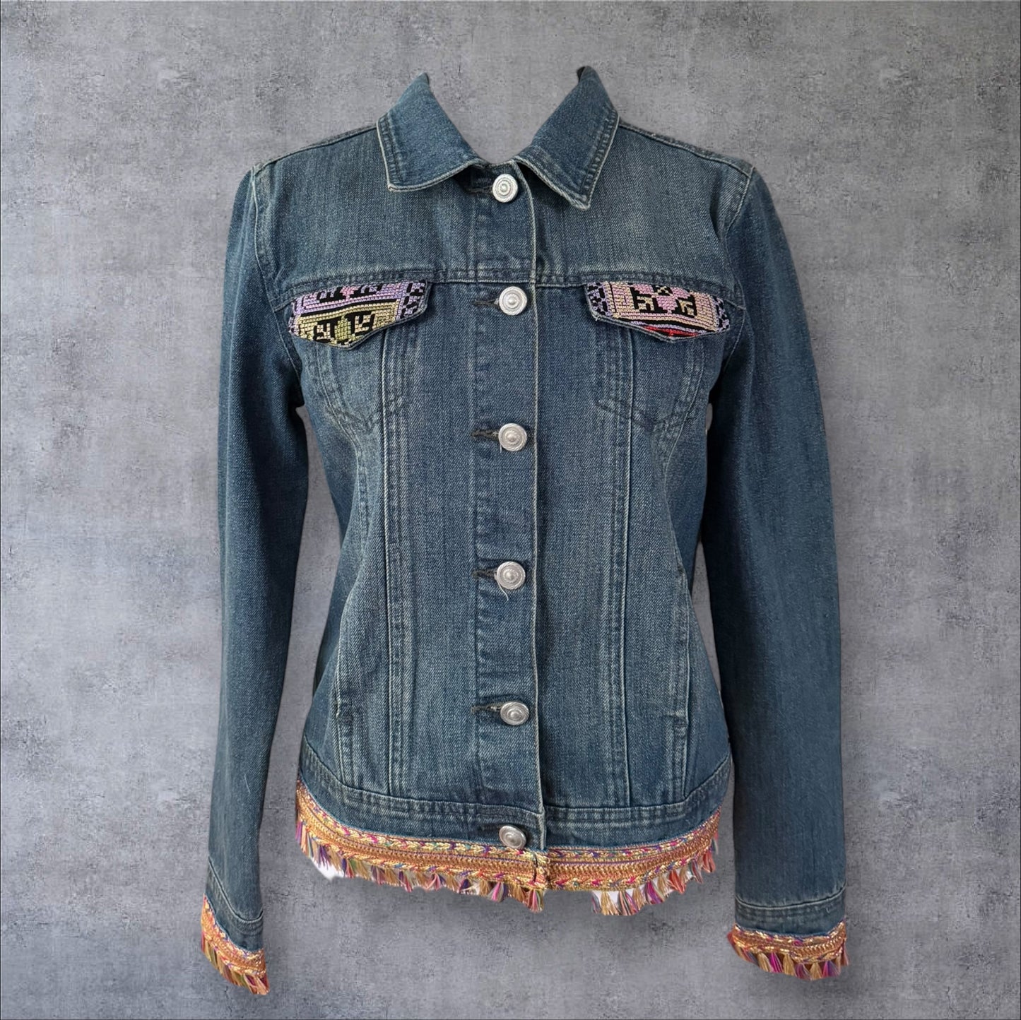 Tatreez Denim Jacket (Size Medium)