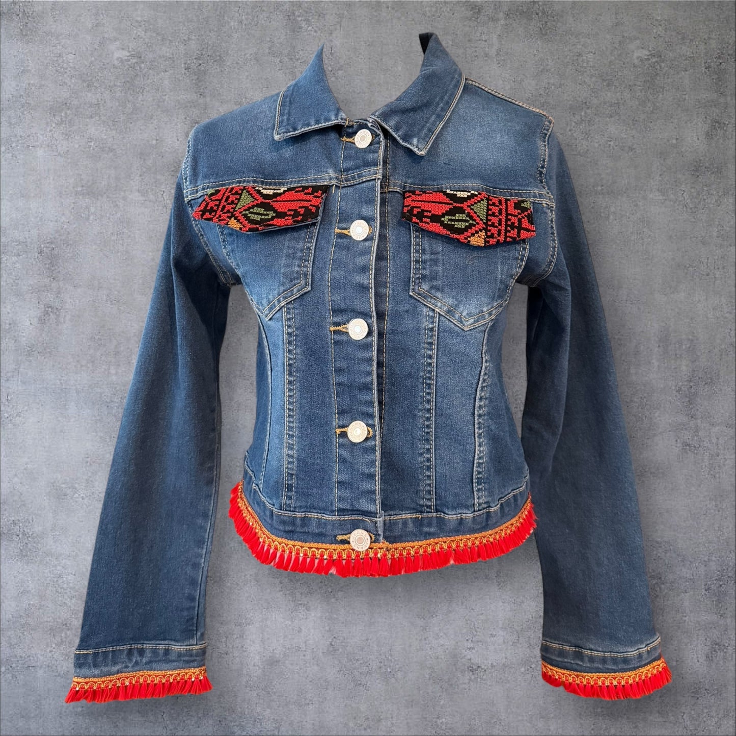 Tatreez Denim Jacket ( Size Small)