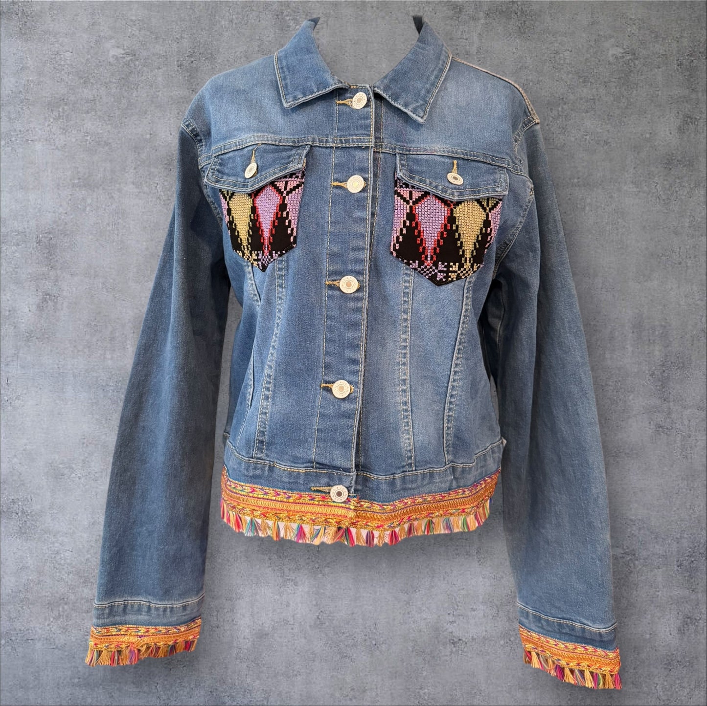 Tatreez Denim Jacket (Size Large)