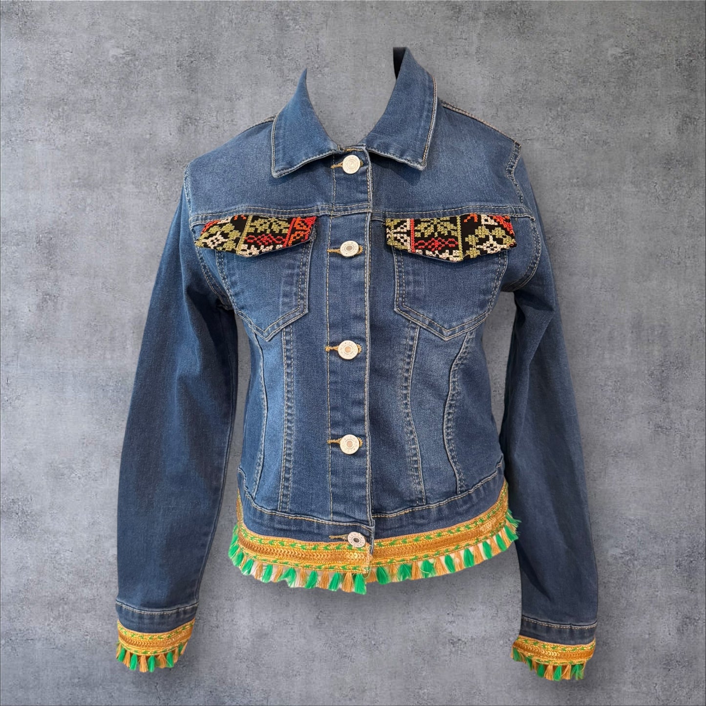 Tatreez Denim Jacket ( Size Small)