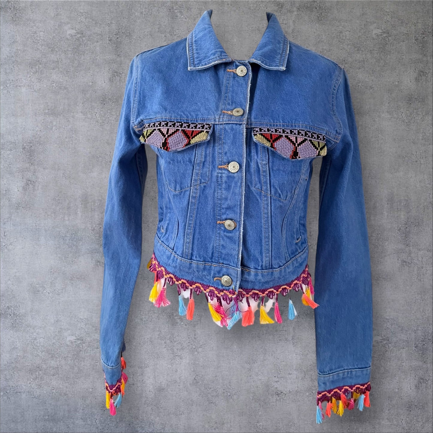 Tatreez Denim Jacket ( Size Small)