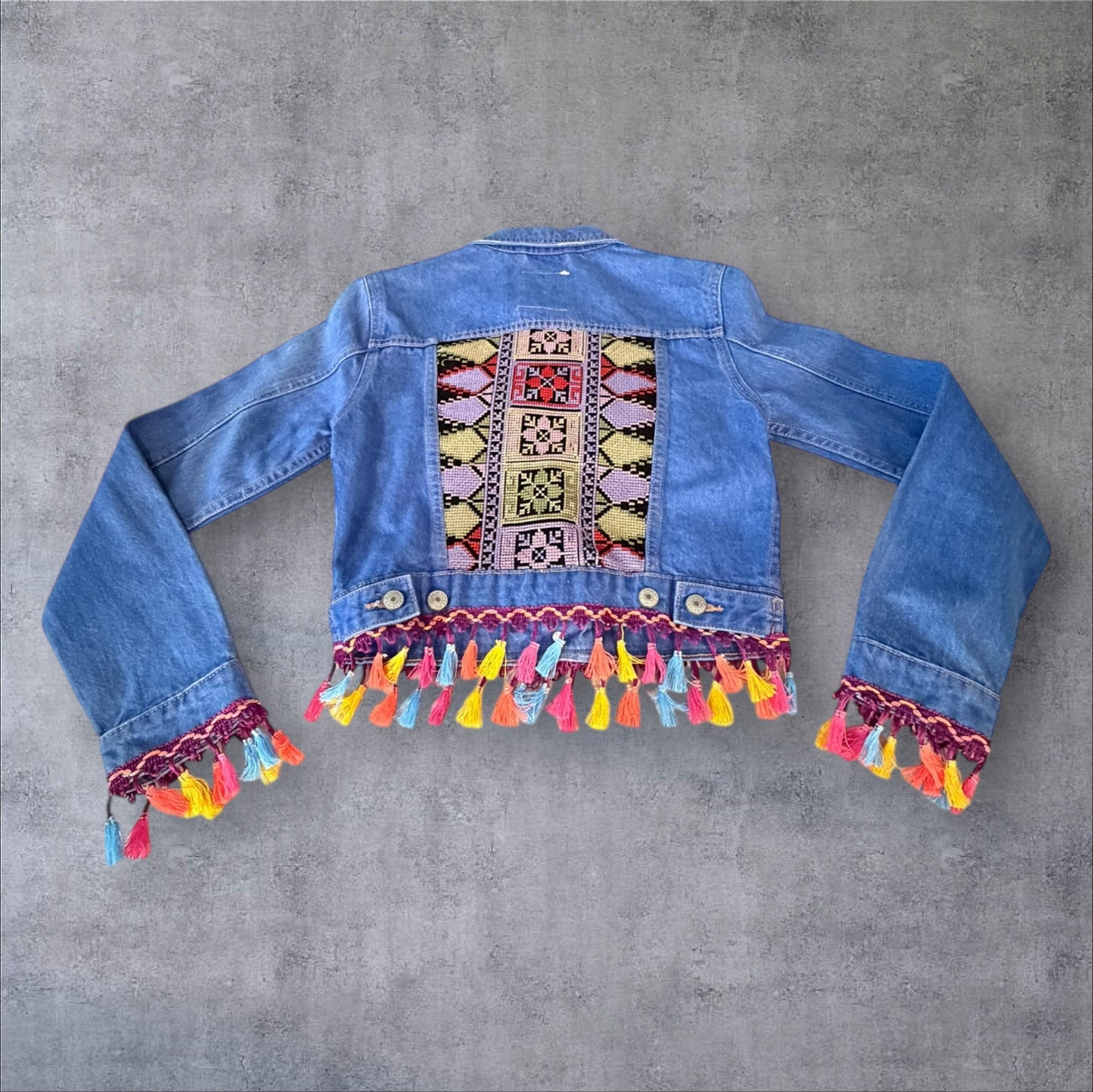 Tatreez Denim Jacket ( Size Small)