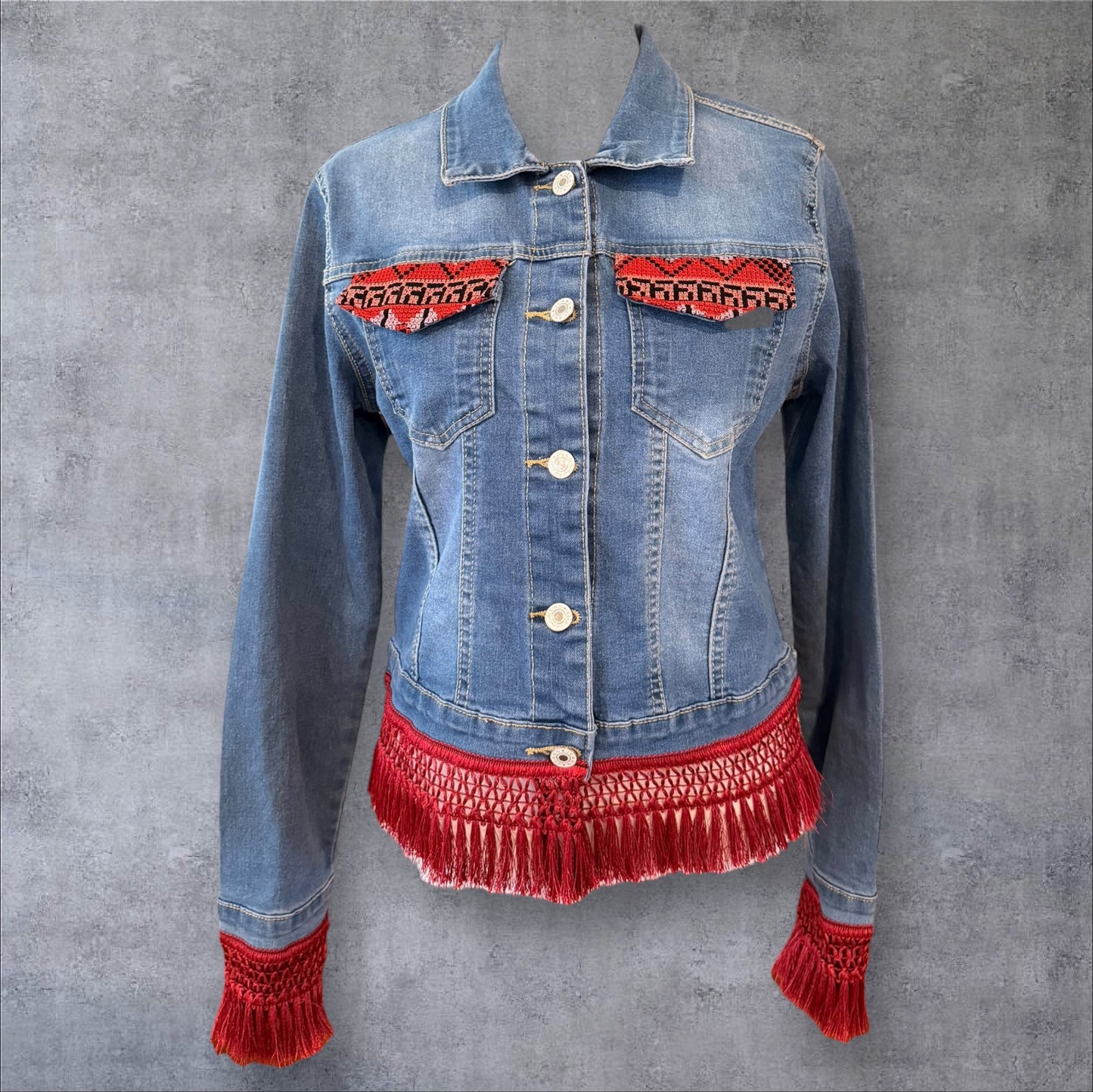 Tatreez Denim Jacket (Size Medium)
