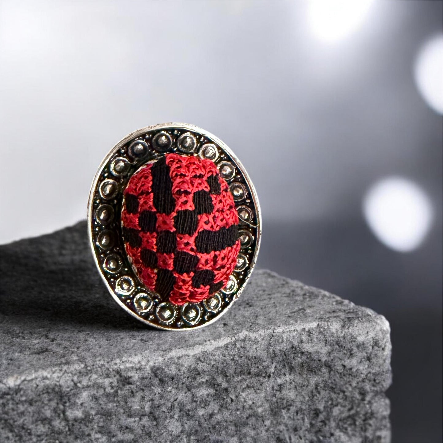 Tatreez stainless steel ring