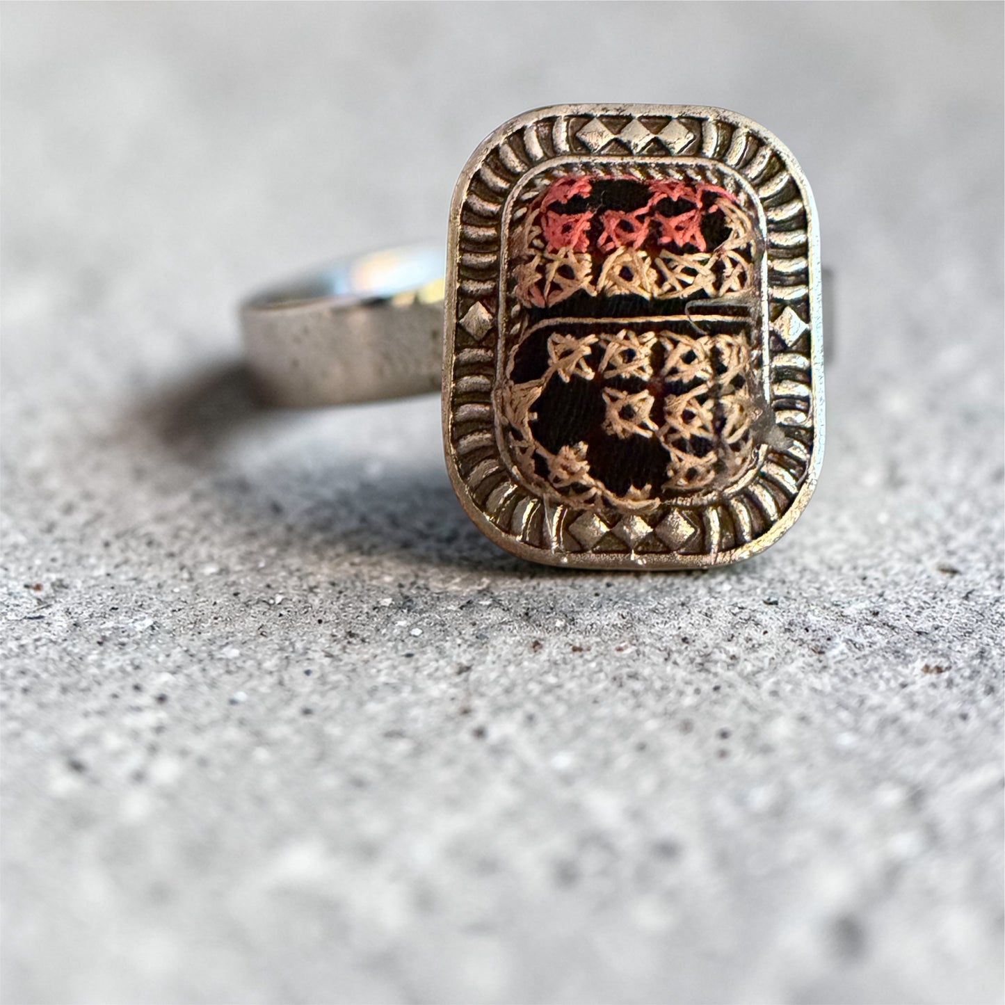 Tatreez stainless steel ring