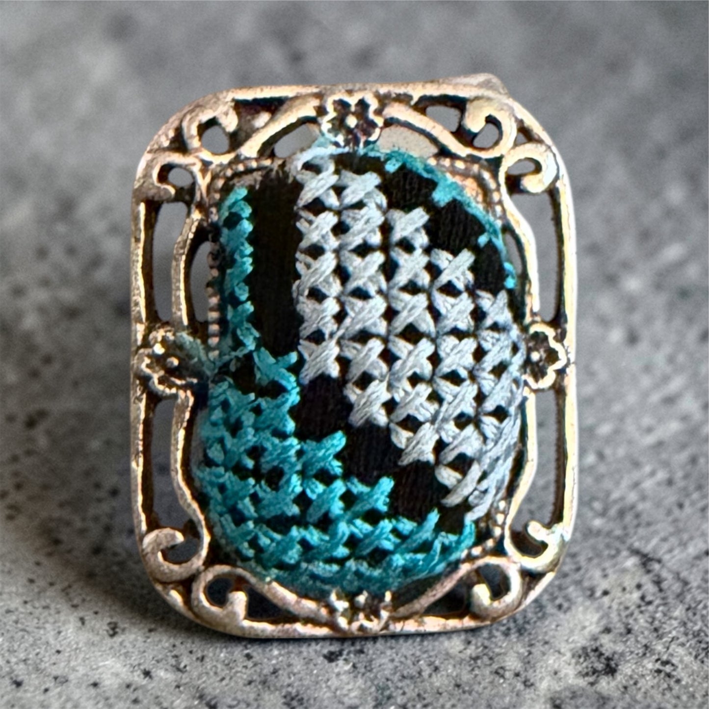 Tatreez stainless steel ring