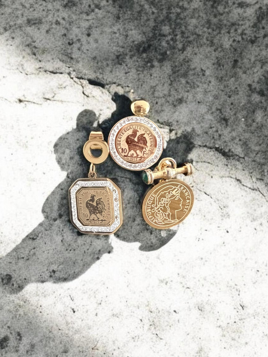 French Coin Earring