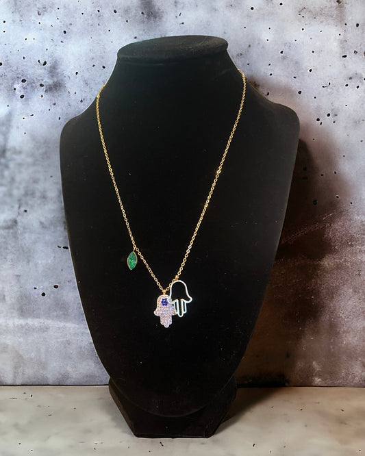 Crystal Khamsa Necklace